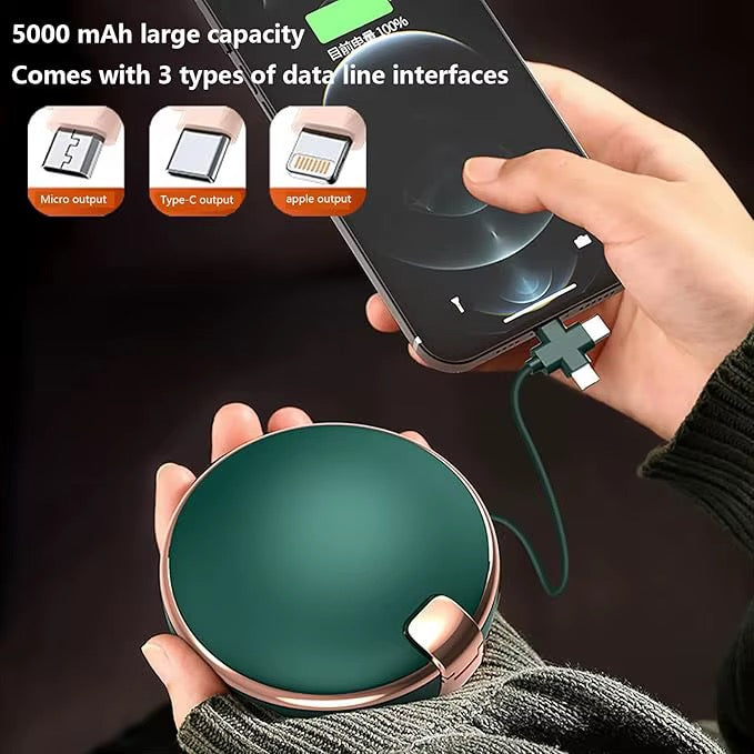 L'Essentiel 3 en 1 : Chauffe-mains, Batterie 5000 mAh & Miroir Lumineux