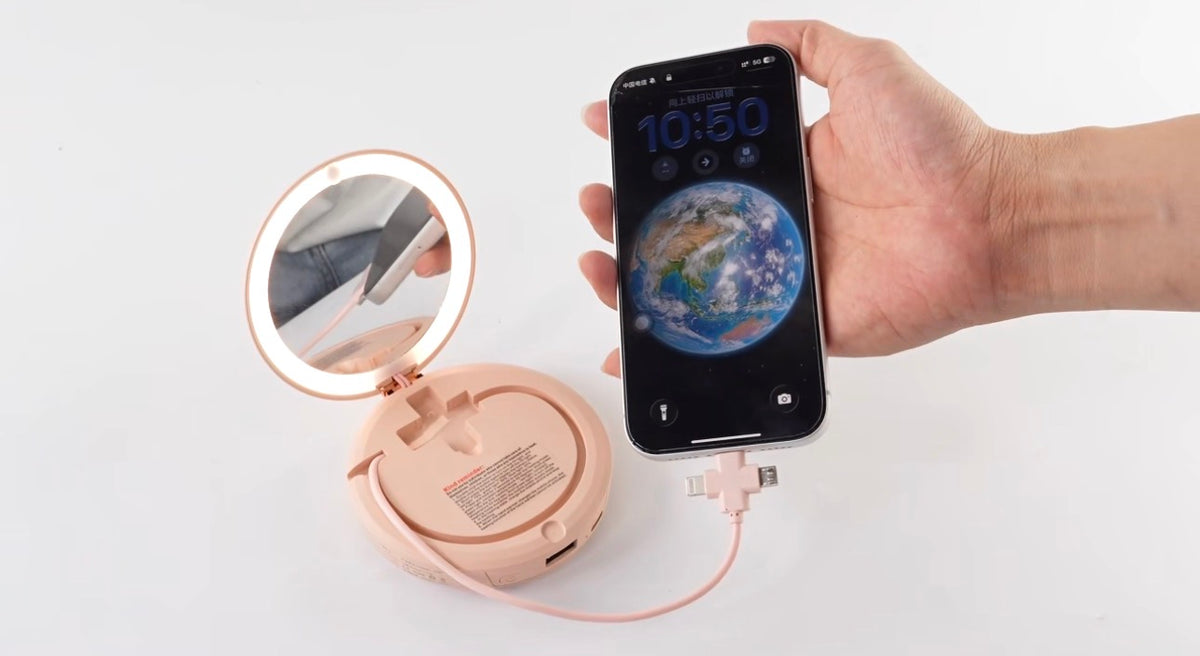 L'Essentiel 3 en 1 : Chauffe-mains, Batterie 5000 mAh & Miroir Lumineux
